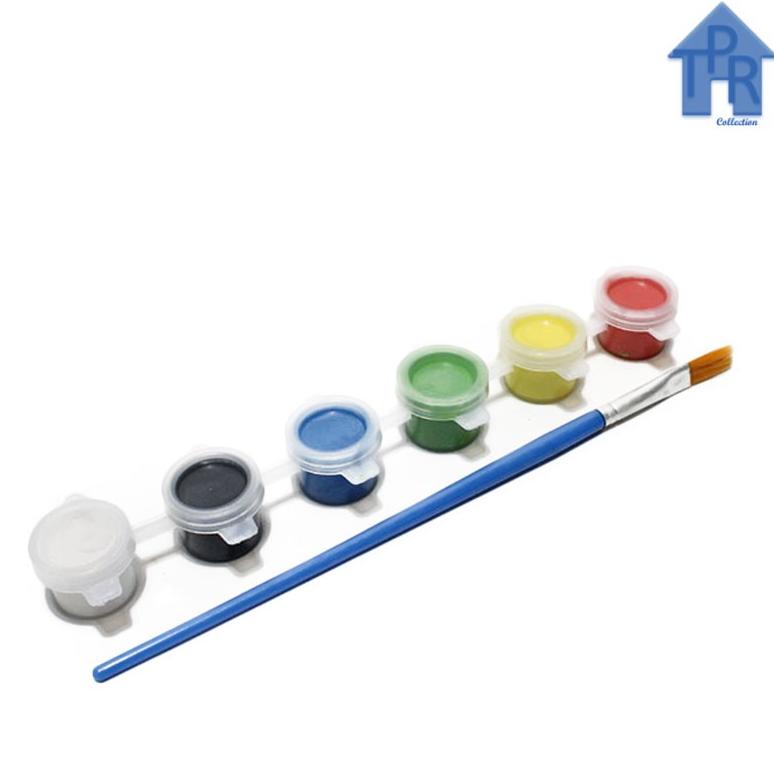 

((BISA COD)) Cat Akrilik Untuk Prakarya Tanah Liat - 6warna x 3mL + 1kuas