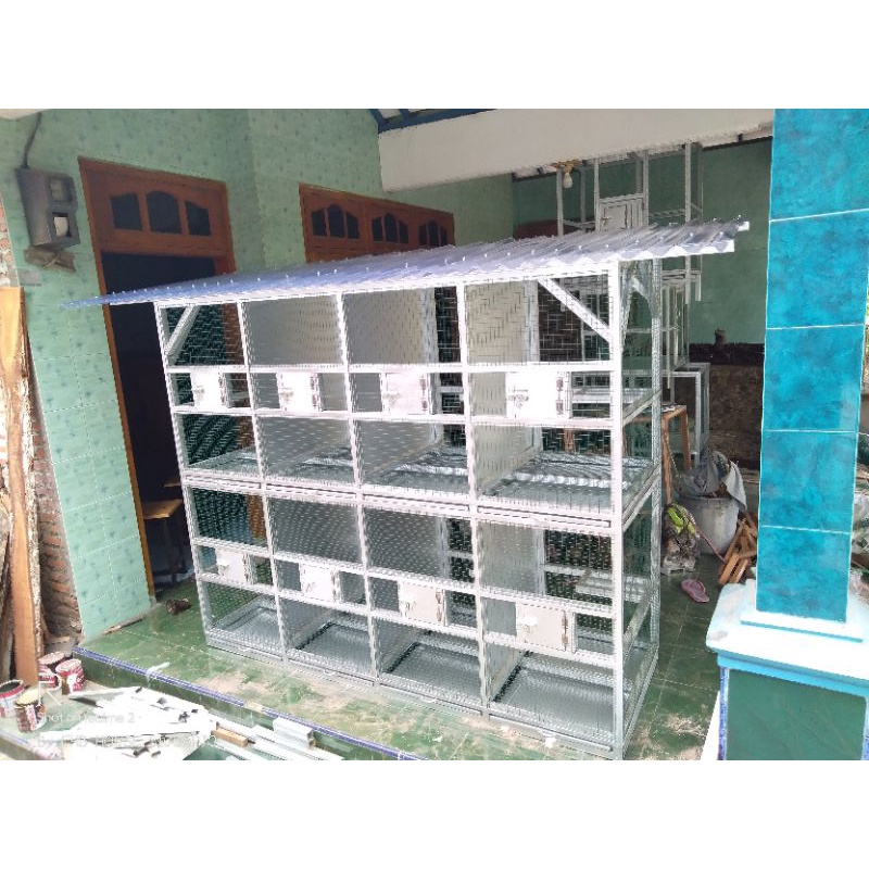 kandang burung perkutut 8 kamar + atap asbes bening