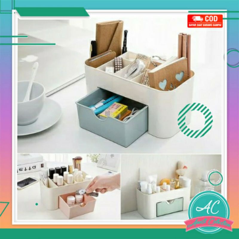 Rak Laci ATK meja minimalis tempat penyimpanan organizer kosmetik makeup aksesoris alat tulis kantor