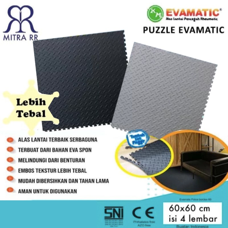 Puzzle Eva mats Hitam Polos Bordes 60x60 Alas Lantai Eva mat 60 x 60 Karpet Puzzle Dekorasi