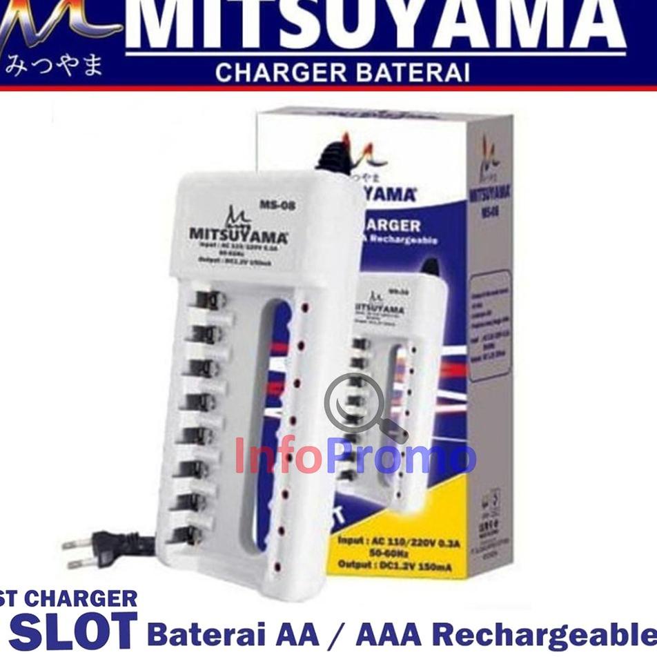 Super Korting Fast Charger 8 Slot Alat Cas Baterai AA dan AAA Rechargeable Mitsuyama MS-08 Original