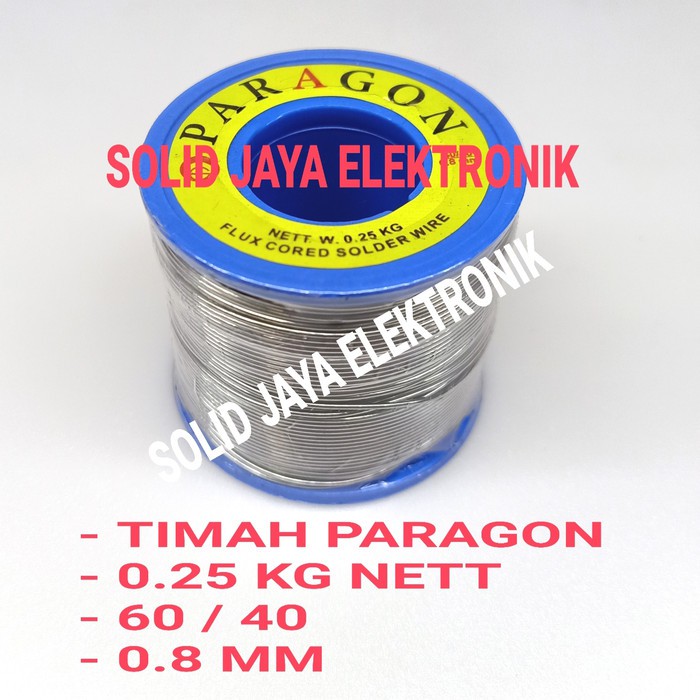 TIMAH PARAGON TENOL TINOL KAWAT PATRI FLUX CORED SOLDER WIRE 0.8MM 60/40 250 GRAM ORIGINAL BERSIH