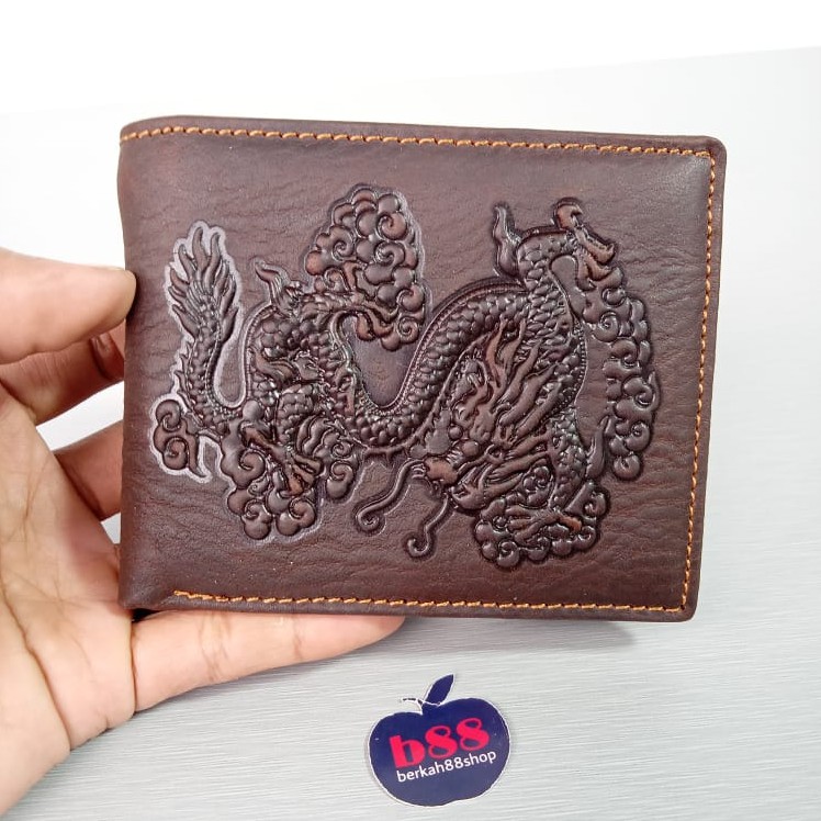 Dompet Kulit Asli Pria Cowo Dragon 3D Genuine Leather Wallet