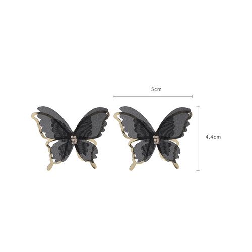 LRC Anting Tusuk Fashion Double Butterfly Alloy Mesh Earrings K80344