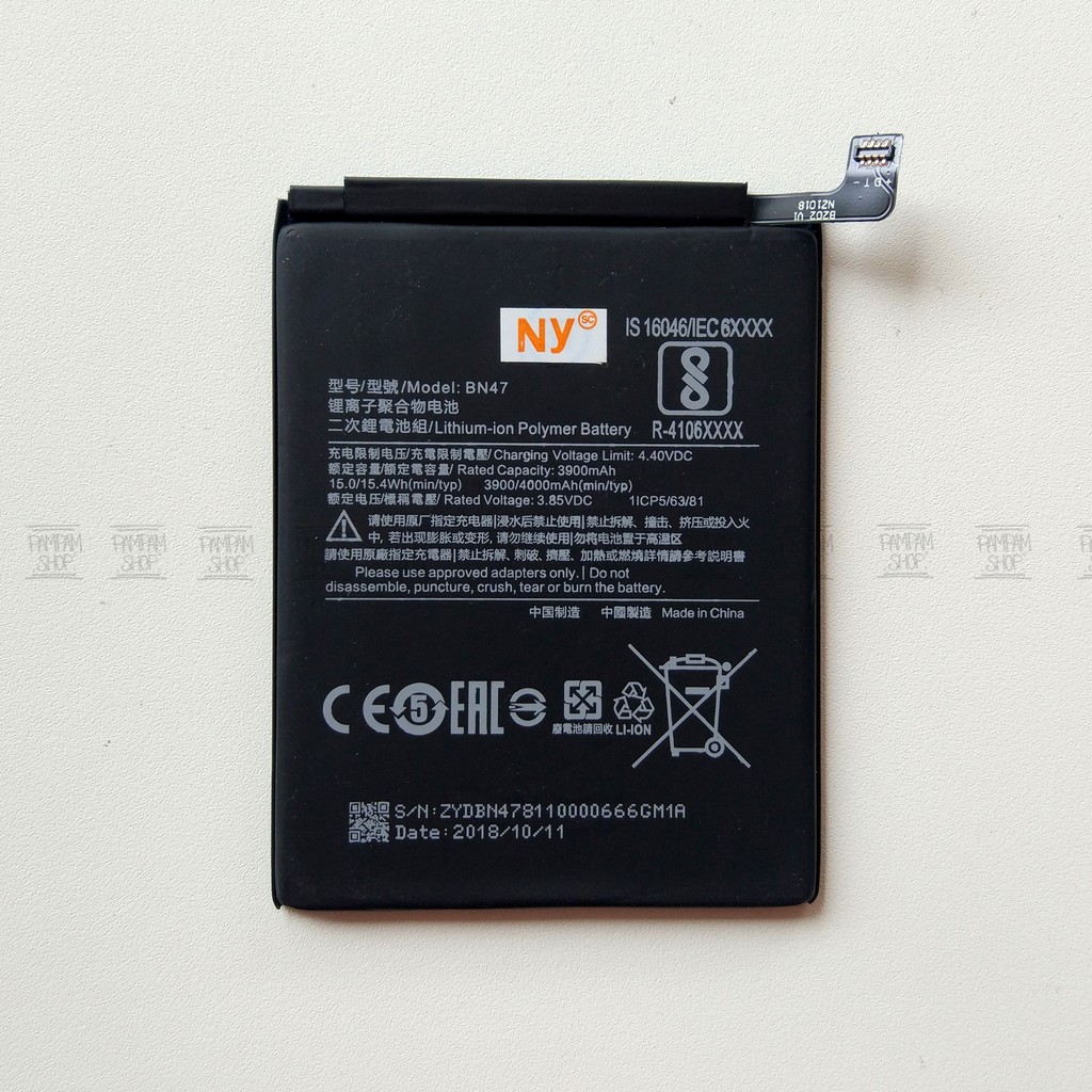 Baterai XiaoMi BN47 Mi A2 Lite Redmi 6 Pro Batre Xiao Batrai Battery BN 47