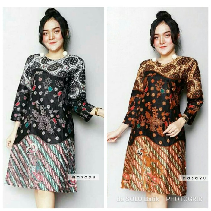 TUNIK BATIK SOLO MODERN DRESS . BAJU HIJAB BATIK SOLO KLASIK