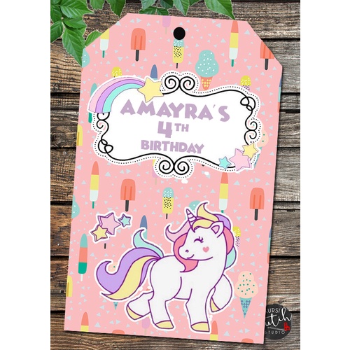 Gift Tag / Birthday Card Tag / Ucapan Ultah Anak tema unicorn