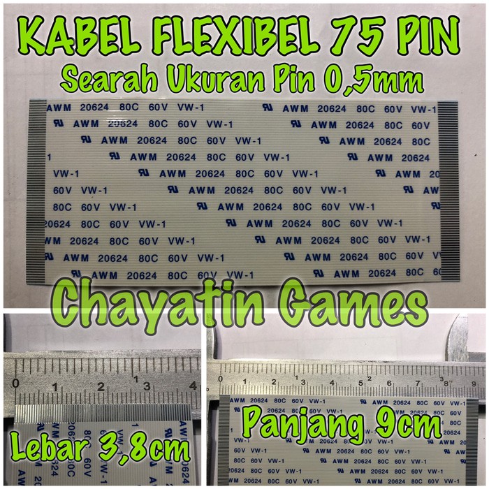 KABEL FLEXIBEL 75 PIN HALUS SEARAH PANJANG 9cm - UKURAN PIN 0,5mm