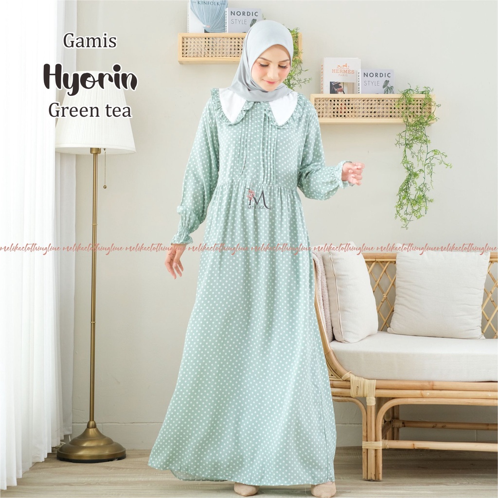 Melika - Gamis / Long Dress / Home Dress Lengan Panjang Ala Korea Kerah Hyorin