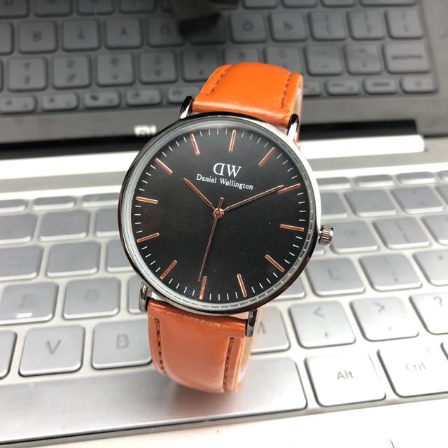 ［Ready Stock］Jam tangan couple kulit pria wanita jam polos fashion mural s1020-H-Cokelat muda besar