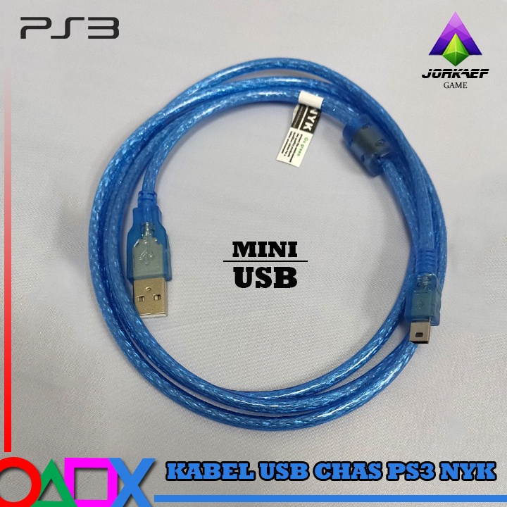 KABEL USB CHAS PS3 NYK BIRU TRANSPARAN / MINI USB CHARGE PS 3 NYK