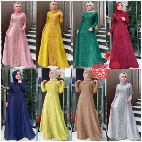 Baju Gamis Muslim Terbaru 2020 Model Baju Pesta Wanita kekinian Bahan Corneli Kekinian gaun remaja