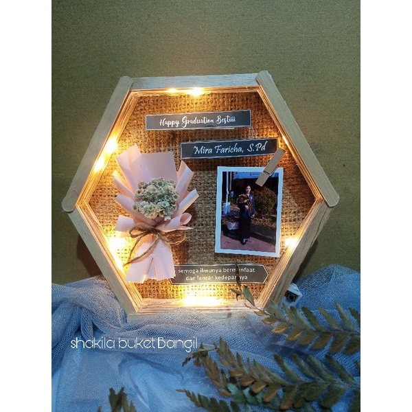 kdo wisuda / kado wedding / kado ultah / kado engagement / hexagonal frame
