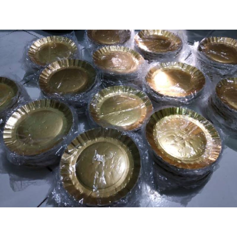 PIRING KERTAS KUE TART ULANG TAHUN PAPER PLATE EMAS GOLD GROSIR