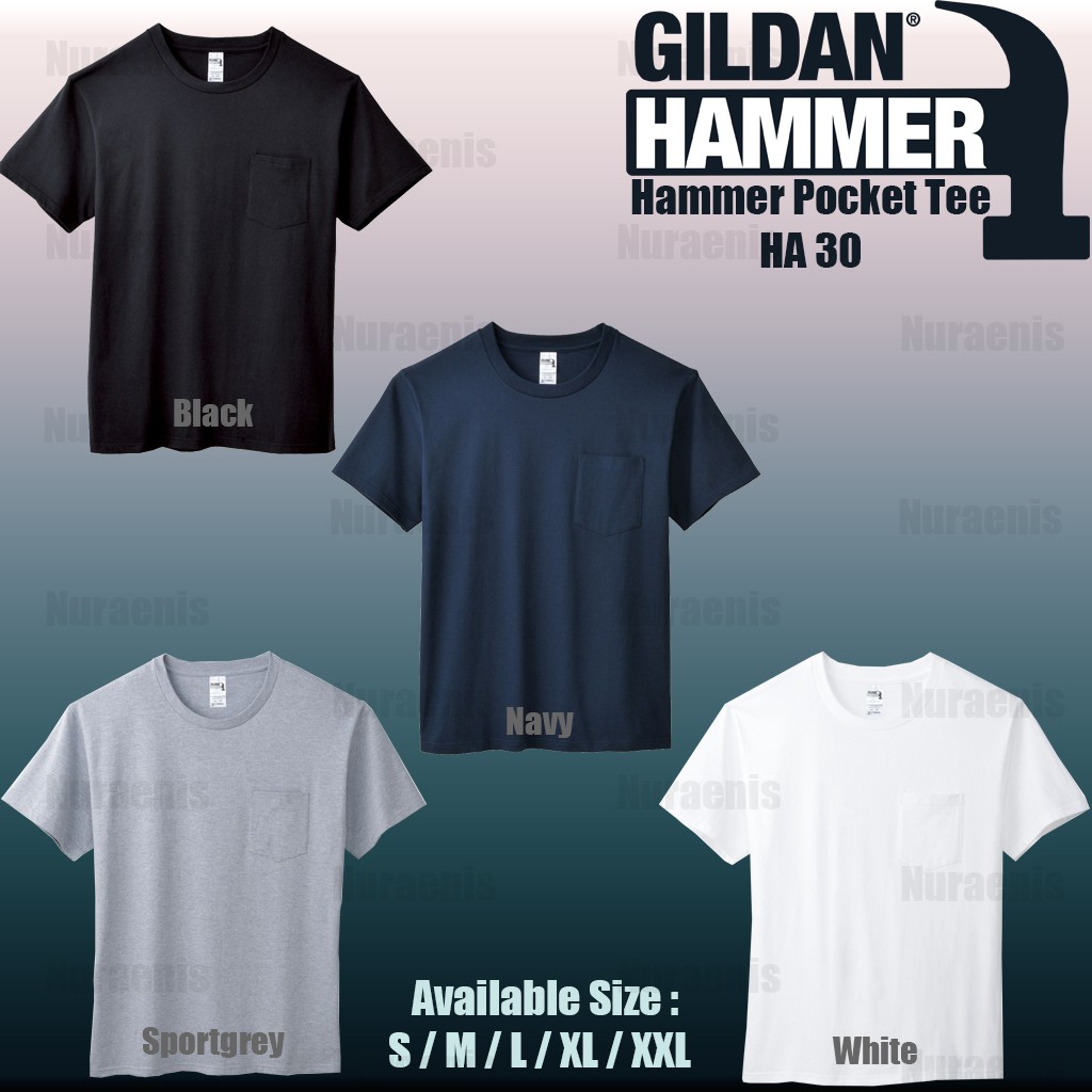Kaos Polos Gildan - Hammer Pocket Tee HA30 Cotton Combed 20's