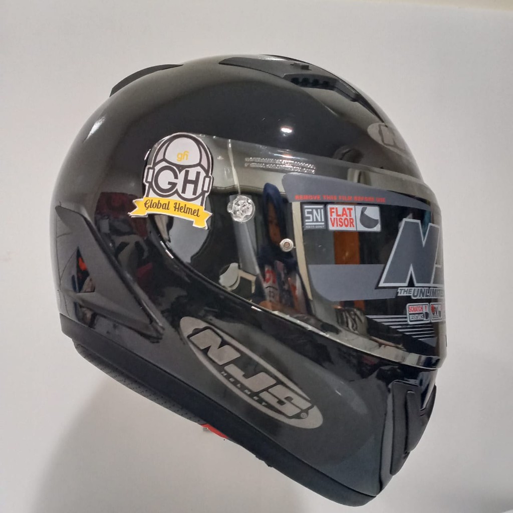 HELM FULL FACE NJS SHADOW SOLID DOUBLE VISOR BLACK