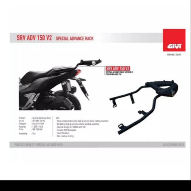 Bracket Box GIVI HONDA ADV 150 / Breket Box GIVI SRV ADV 150