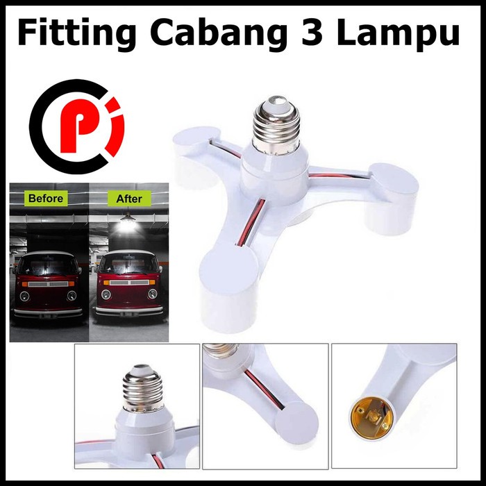 Fitting E27 Cabang 3 Lampu Bohlam Studio Fiting