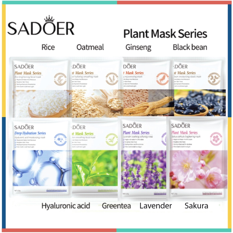 SADOER Masker Wajah Plant Mask Series Natural Facial Sheet EM020