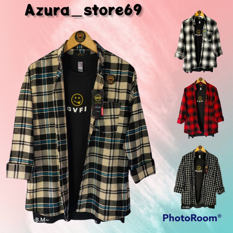 kemeja fashion atasan flanel import distro premium unisex lengan panjang kemeja wanita outer kekinian