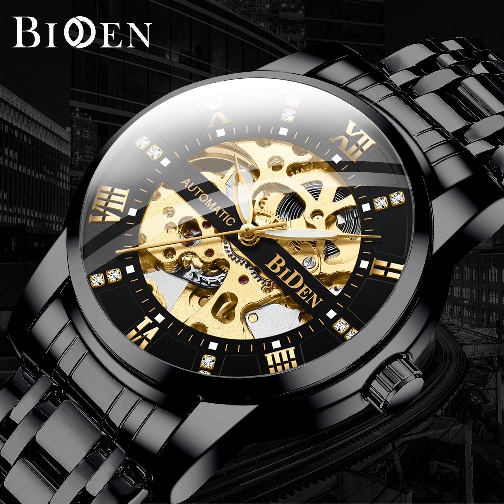 BIDEN Jam Tangan Pria Tahan Air Fungsi  Mekanik   Olahraga Bisnis Gaya Kuarsa Jam Tangan