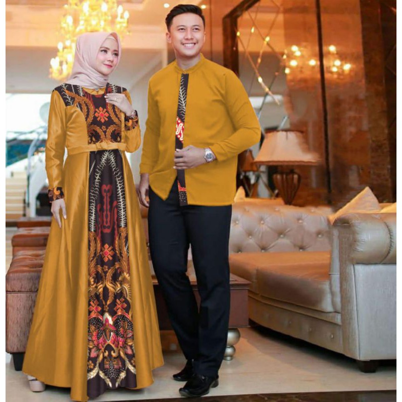 Gianhshop- CP Malika/pakaian couple/baju couple/baju couple batik/gamis couple