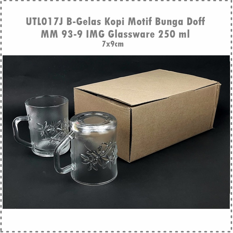 [6pcs] UTL017J B-Gelas Kopi Motif Bunga Doff MM 93-9 IMG Glassware 250 m