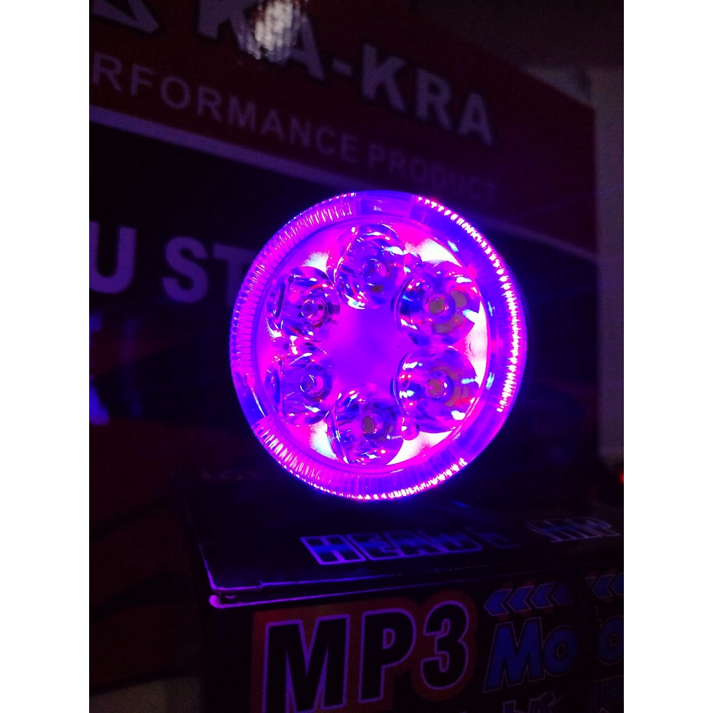 Foglamp LED MP3 Bluetooth 89mm / 3.5 Inci Inch Projector Angel Eyes Universal Motor Mobil 89 mm Lampu Kabut Foglight