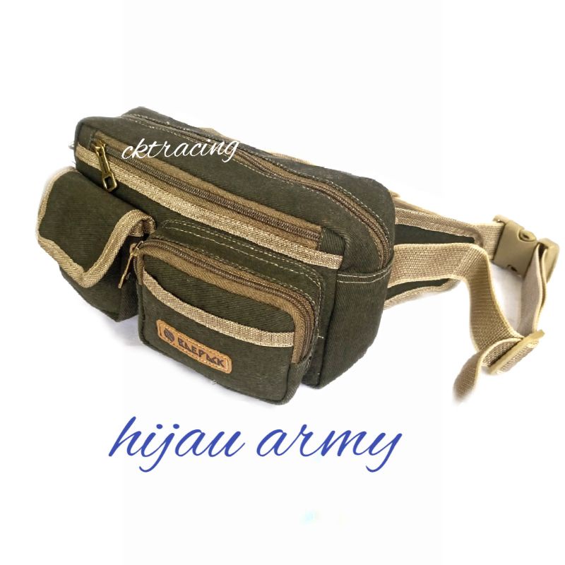 tas waist bag pinggang kanvas pria baepack