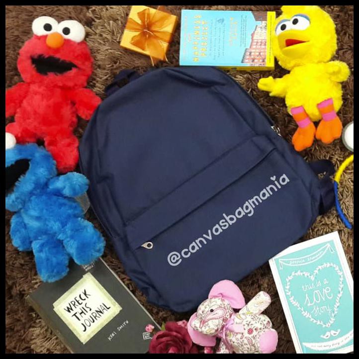 Tas Ransel Kanvas Polos Ukuran Besar Harga Grosir (Biru Dongker)