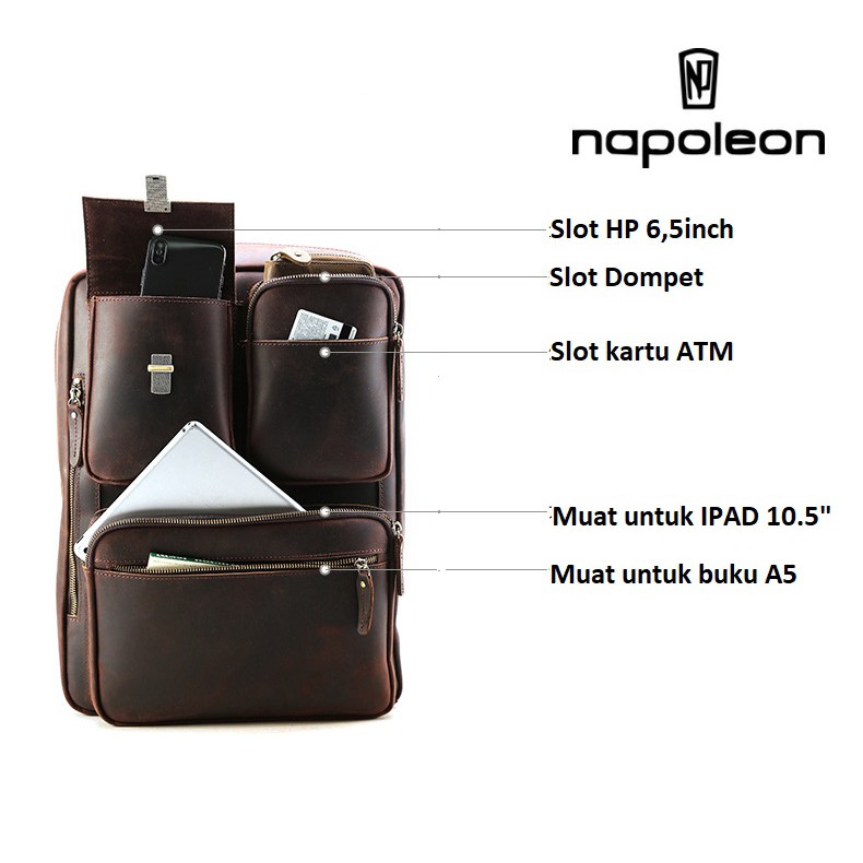 Tas Ransel &amp; Tas Selempang Kulit Sapi Asli - PILOT by Napoleon