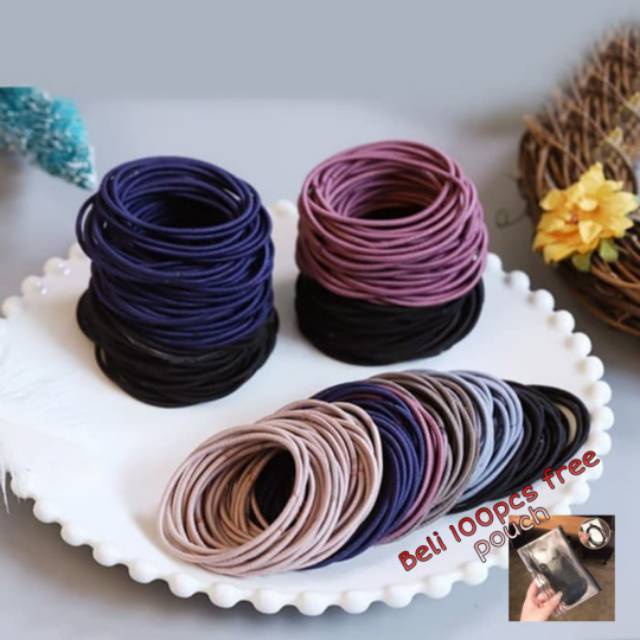 Ikat Rambut Korea Polos Anak Dewasa Aksesoris Pita Fashion Gelang Tangan Bahan Kain