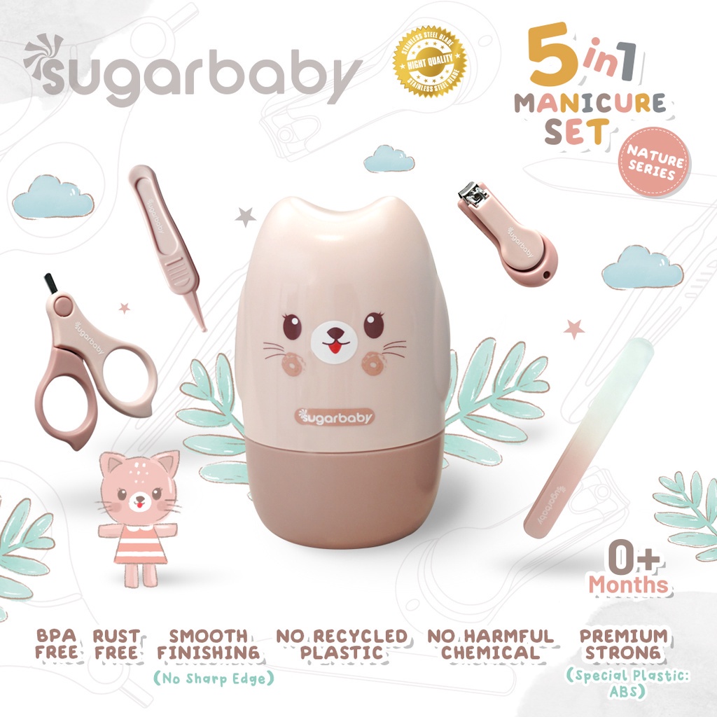 Sugar Baby Perawatan Kuku Bayi Manicure Set Nature Series 5 IN 1 Biru Coklat Muda