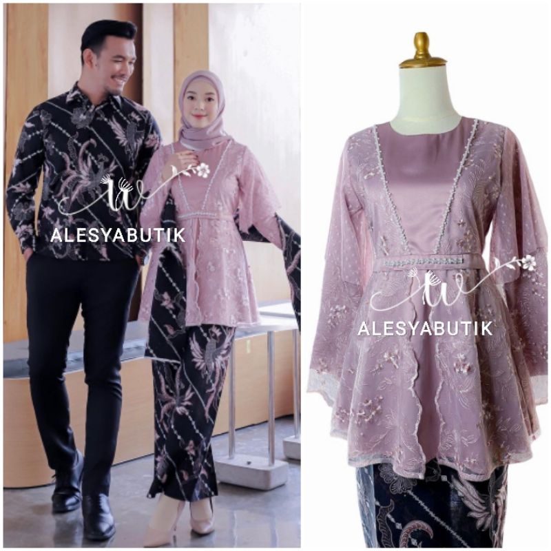 Batik Couple Baju Lamaran Couple Kebaya Modern Brukat Terbaru Tunangan Pasangan Priweding Akita Id W
