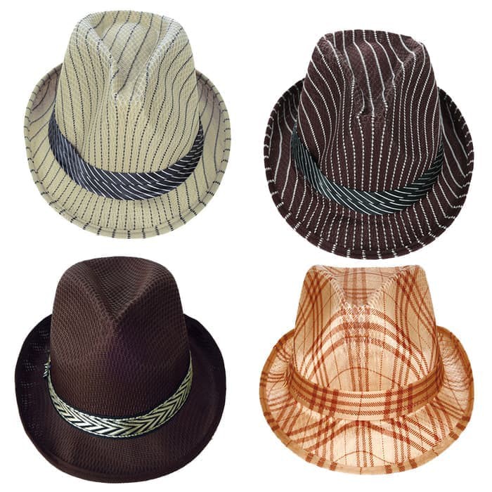 Topi Fedora Jazz motif &amp; Polos / Topi Tompi / Topi Jazz unisex