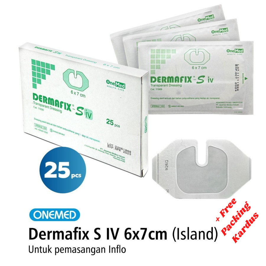 Dermafix S 6x7cm Onemed IV Dressing OneMed Plester Infus Transparan Polyurethane IV Dressing Plester Infus Anti Air One Med