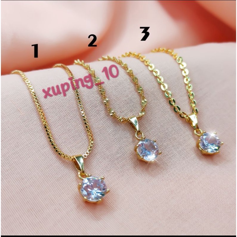 Kalung kristal zirconia - perhiasan wanita lapis emas 18k 3 model kalung - mewah 45