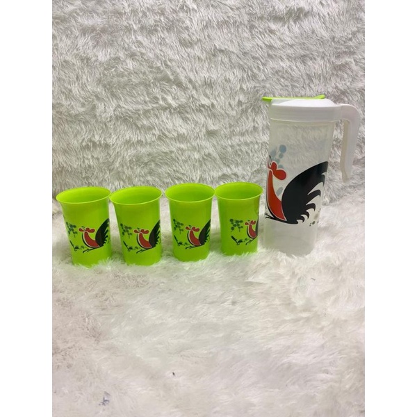Teko Plastik Set Gelas Beranak Ayam Jago