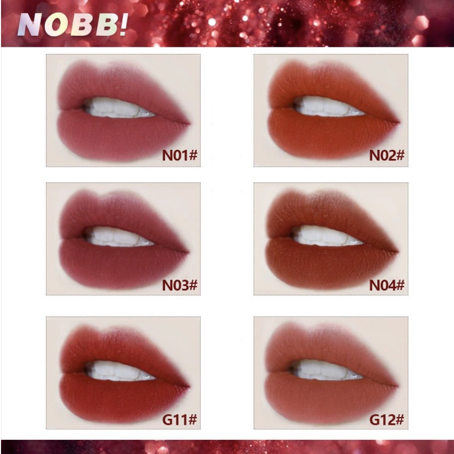 NOBB Air Matte Velvet Lip Cream Waterproof Lipstik Lipstick Long Lasting Lip Gloss Membuat Bibir Menjadi Merah Merona NO001
