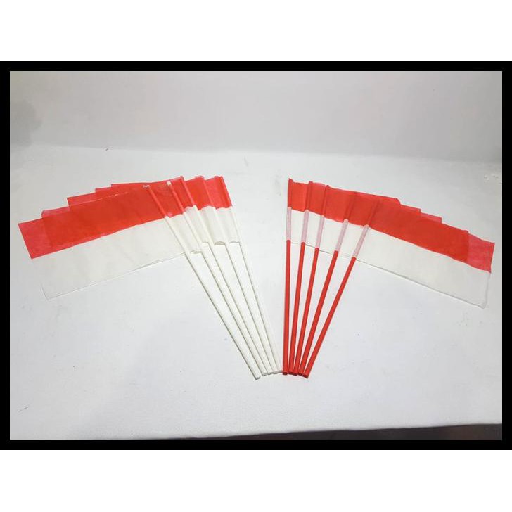 BENDERA PAWAI KECIL MERAH PUTIH SUPPORT + GAGANG PLASTIK