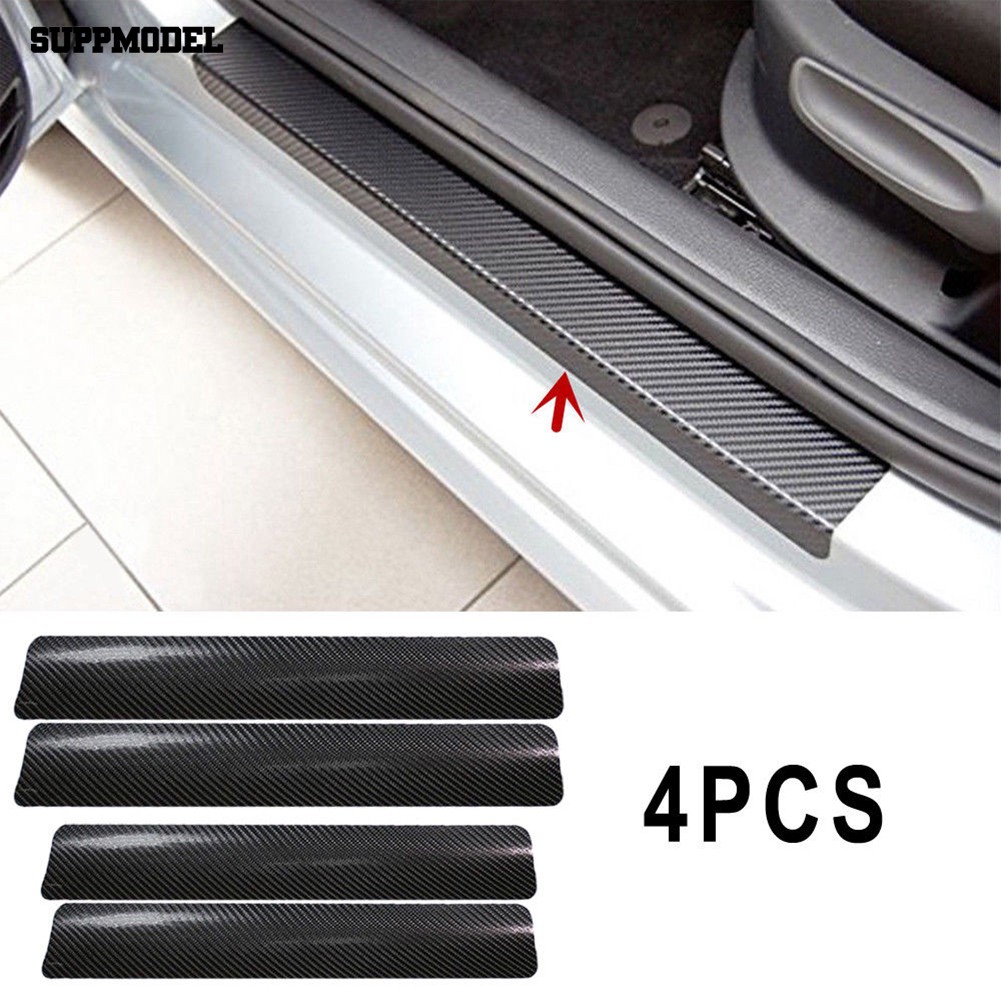 4Pcs / Set Stiker Film Carbon Fiber 3D Anti Gores untuk Mobil