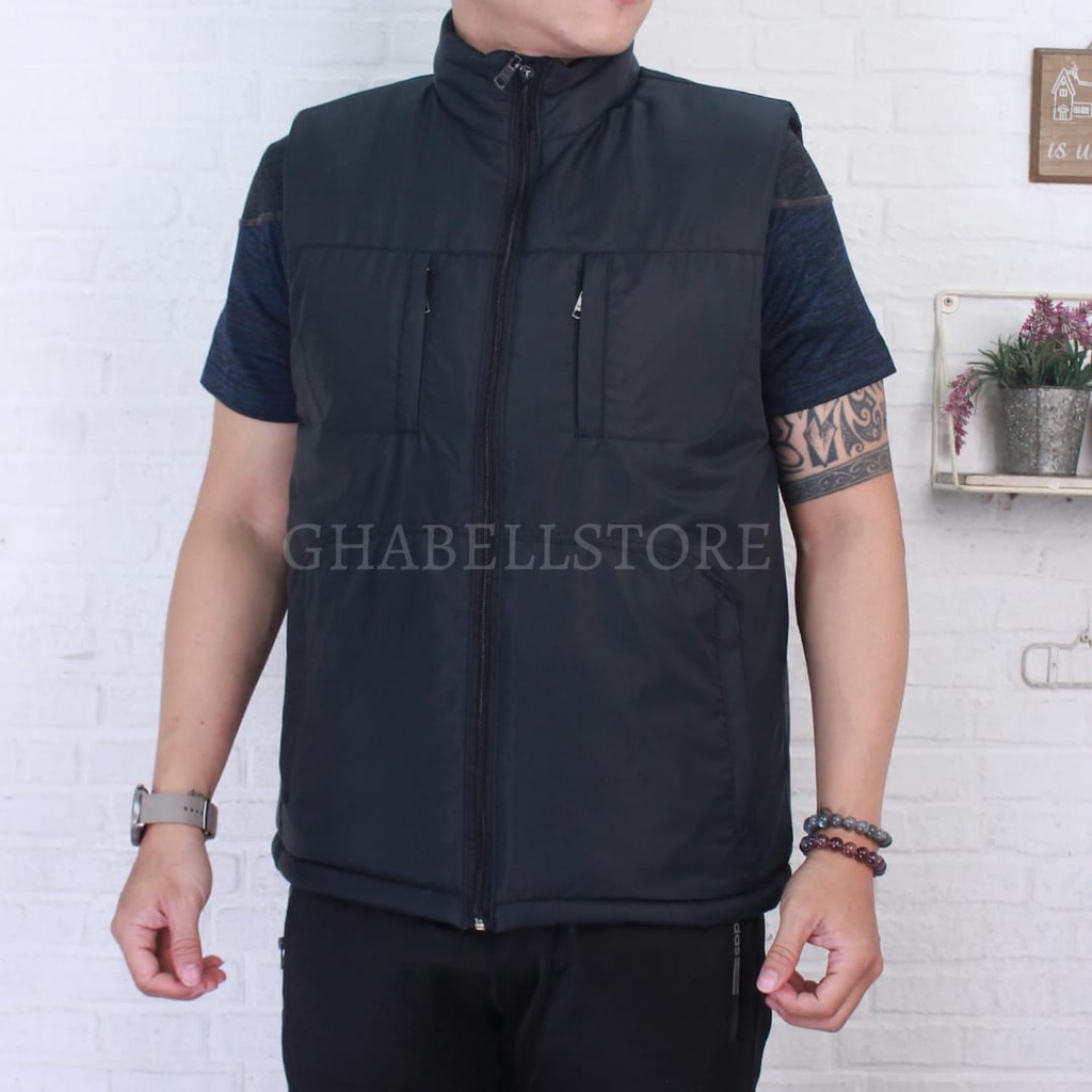 Ghabellstore Jaket Rompi Pria Motor Anti Angin Vest Gelembung Parasut