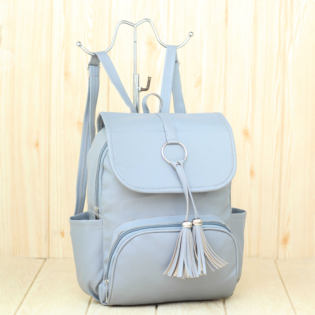Tas Backpack Wanita Zerita Grey Ransel Wanita Tas Cewe Termurah Terbaru Kekinian Fashionable Stylish Lucu Bagus Keren.