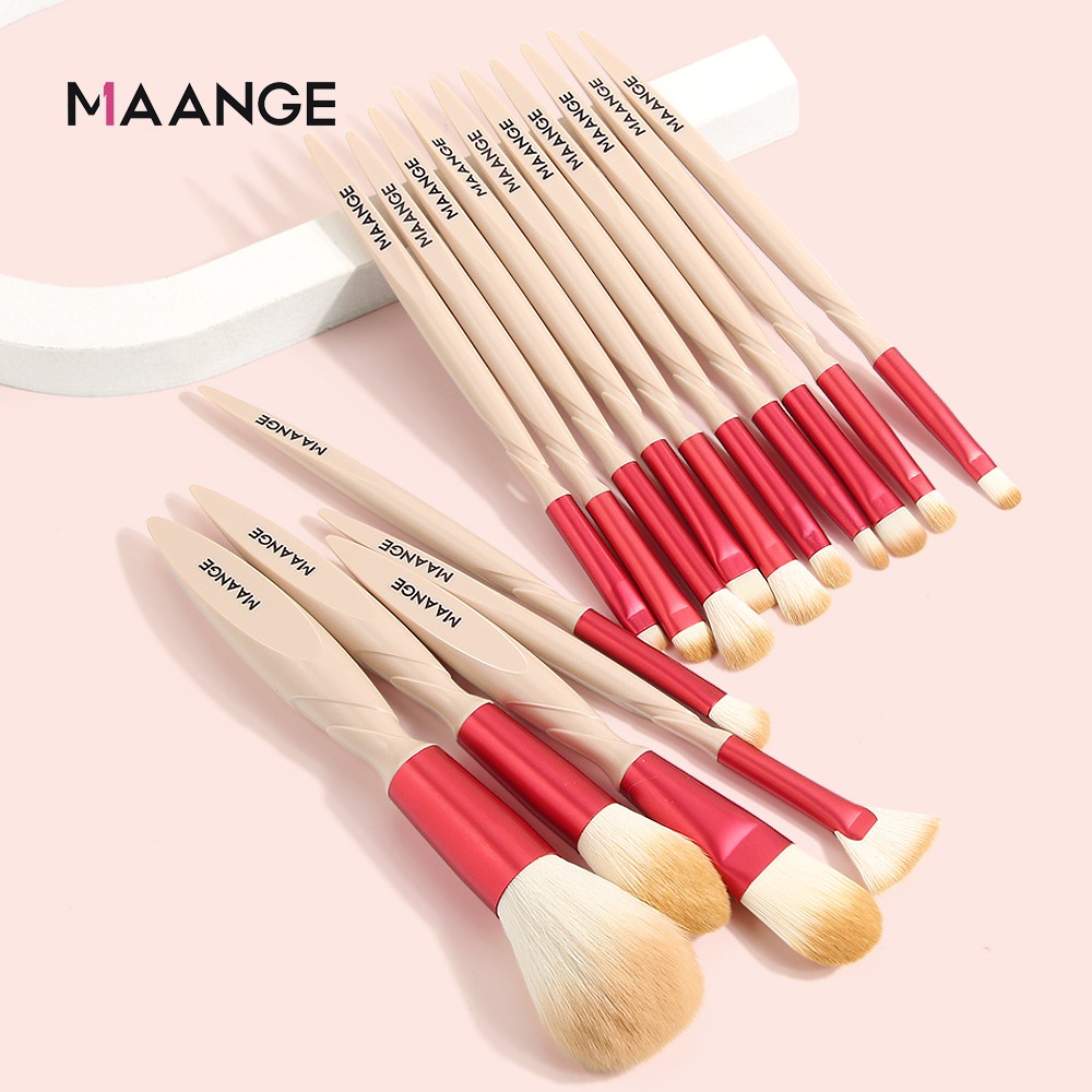 MAANGE 15 Pcs/Set Kuas Make up Profesional Eyeshadow Foundation Perona Blush Alis Bubuk Kontur 5972