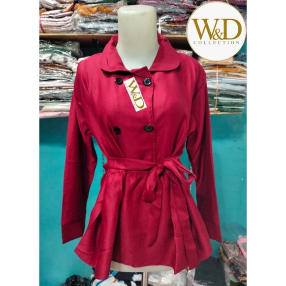 ORSA BLOCK COLOR PATTERN SHIRT | KEMEJA WANITA | PATTERN SHIRT BLOUSE BANGKOK MOSCREPE-Marun 06