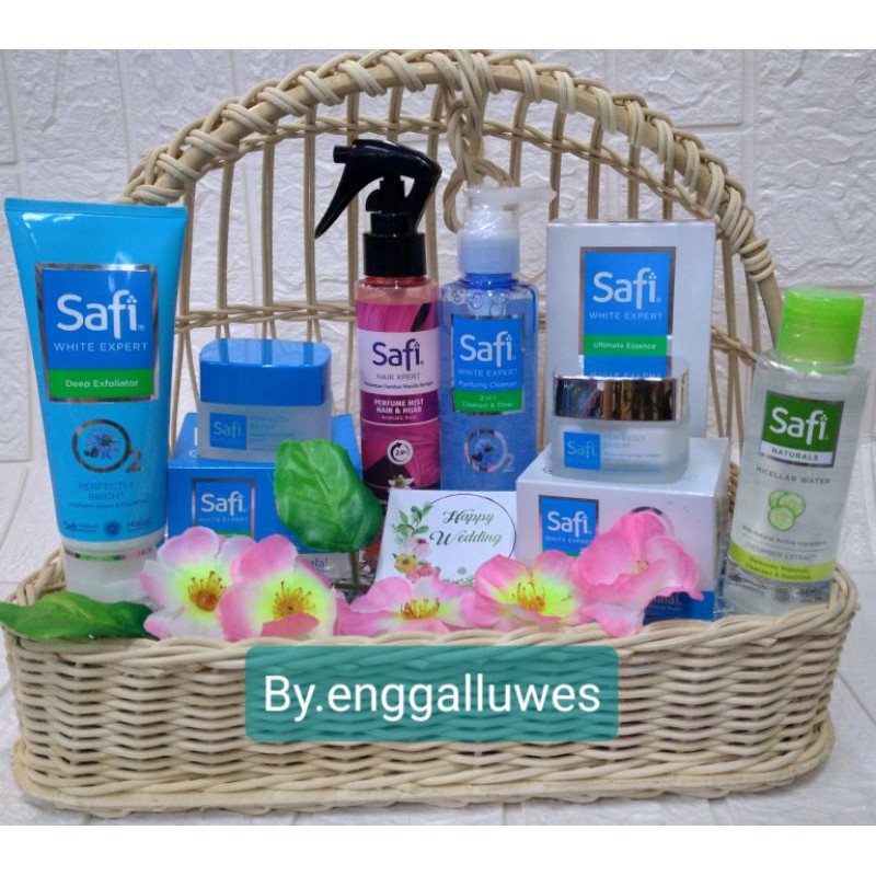 PAKET SESERAHAN SKINCARE SAFI WHITE EXPERT FREE KRANJANG ROTAN