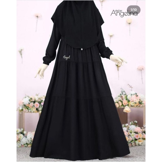 BELLA DRESS EMBROIDERY BLACK SIZE  M XL DAN 2XL BAHAN PARIS VISCOSE - ANTI BRUDUL - NEW WITH TAG ATE