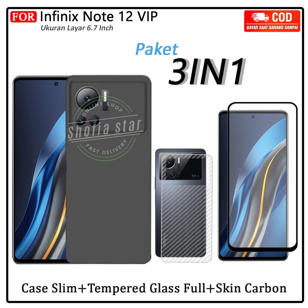 3IN1 CASE INFINIX NOTE 12 VIP SOFTCASE SLIM MATTE PREMIUM BLACK CAMERA PROTECT CASING