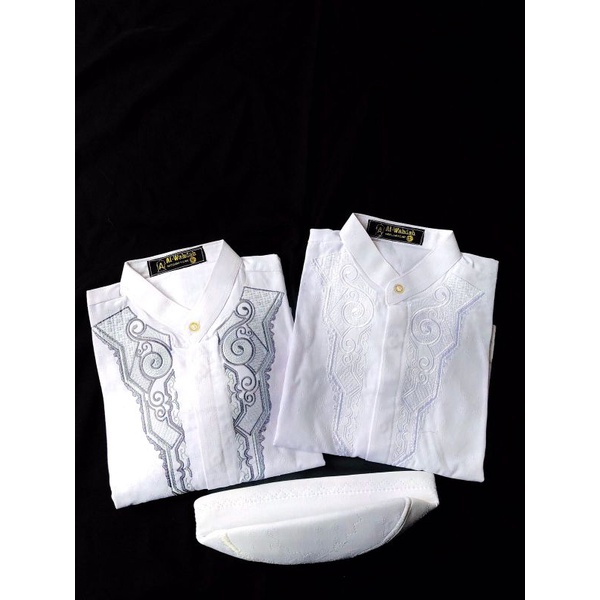 Setelan Koko Putih Bordir premium Anak Usia 3-12 Tahun