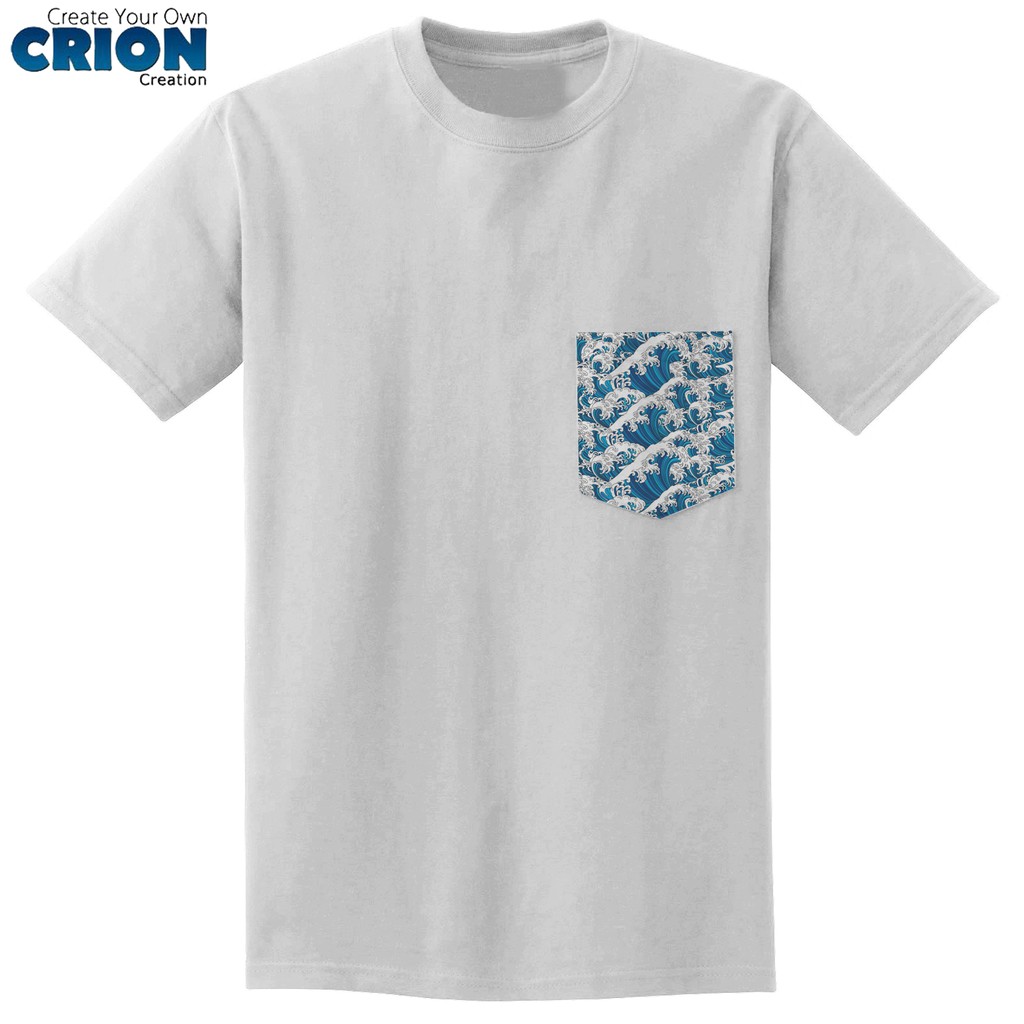 Crion Casual Tees Japanese Wave Pocket Pattern -  Kaos dengan Kantong